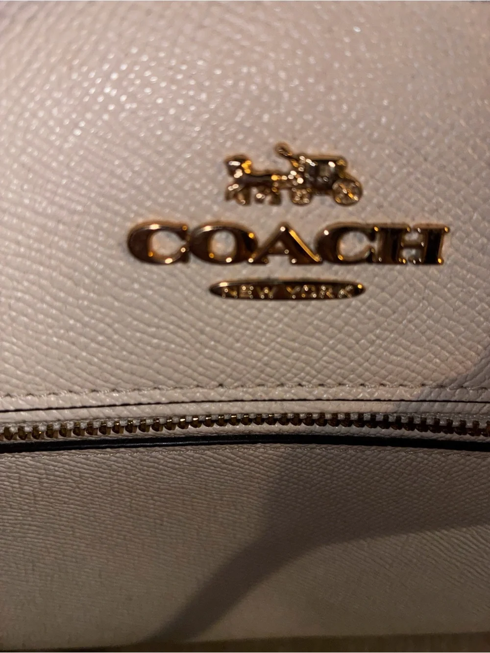 COACH White Leather Satchel with Gold Hardware